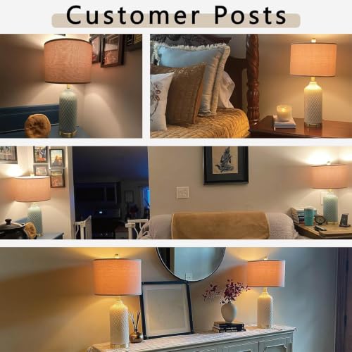 24.25" Table Lamp Modern Ceramic Blue Lamps for Living Room Bedroom Bedside