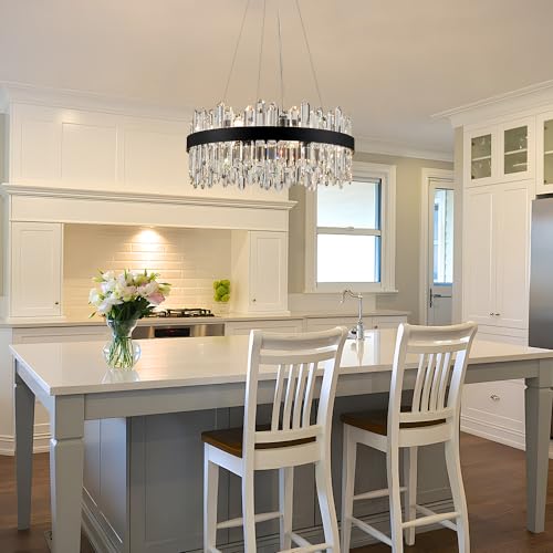 Black Modern Oval Crystal Chandelier