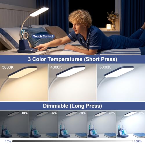 LED Desk Lamp with 10W Wireless Charging & Pen Holder