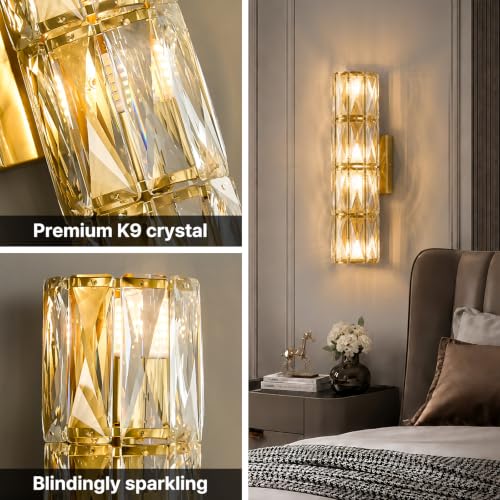 Gold Crystal Wall Sconces Mid