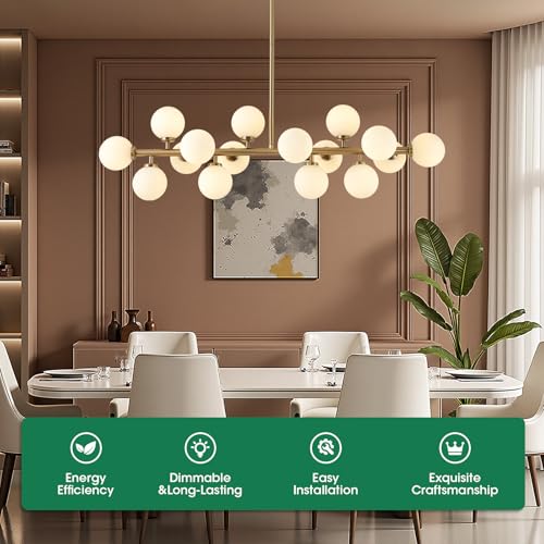 Gold Mid Century Modern Sputnik Chandeliers for Dining Room Light Fixture