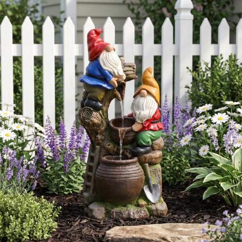 27H Gnome Outdoor Water Fountain with 3