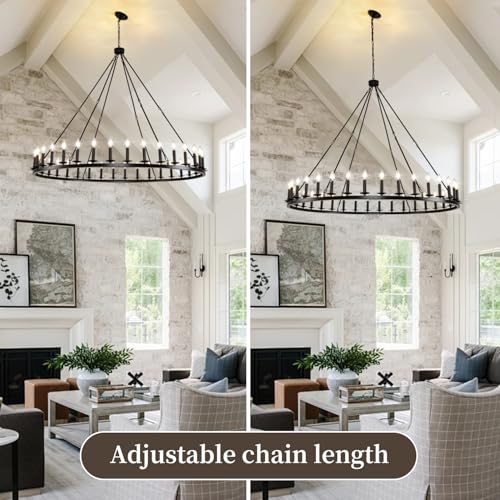 Black Wagon Wheel Chandelier 60
