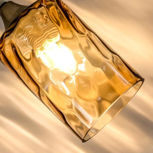 Glass Lamp Shade Replacement 6Pc Amber Hammered 3.94" W x 5.9" H (6 Count)