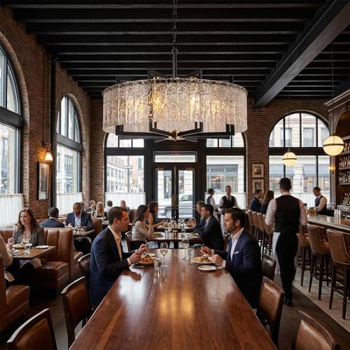 Crystal Chandeliers for Dining Room Light Fixture 30"Glass Pendant