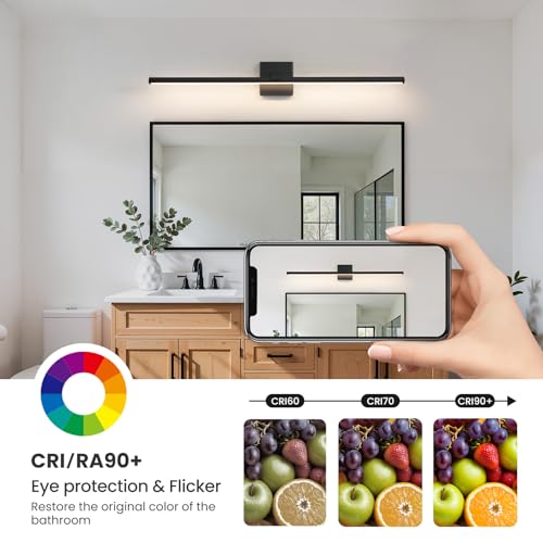 Modern Bathroom Vanity Light 32 Inch Matte Black Dimmable 5CCT LED Vanity Light Bar for Bathroom Lighting Fixtures Over Mirror Cabinets Bedroom