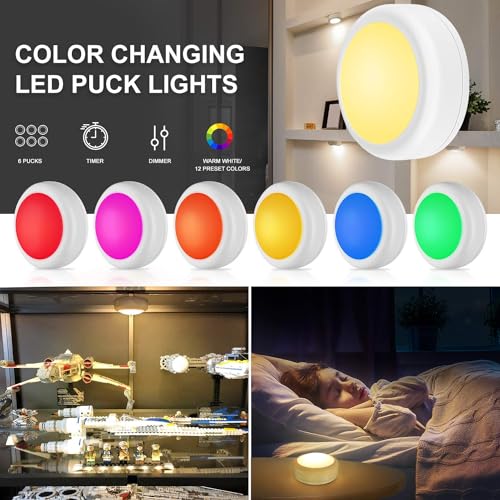 LED Puck Lights with Remote Control (6 Count)