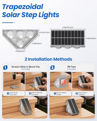 Solar Step Lights Outdoor Waterproof with Remote 6 Pack (6 Count)