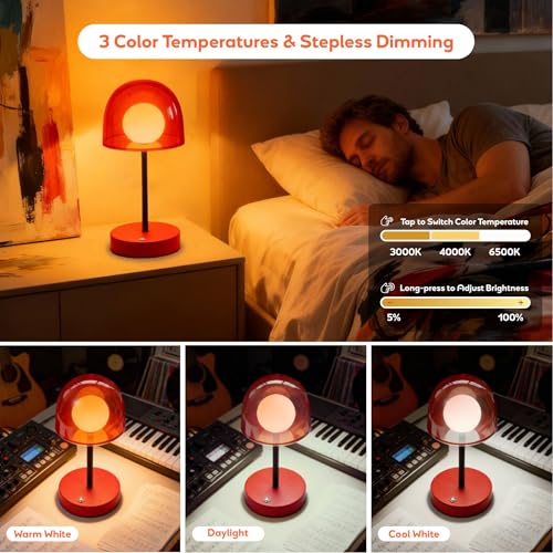 Cordless Red Table Lamp