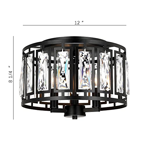3 Light Crystal Black Ceiling Light