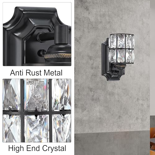 Crystal Wall Sconce Black Dry&Wet Dual Use 1 Light 2 Pack UL Certified (2 Count)