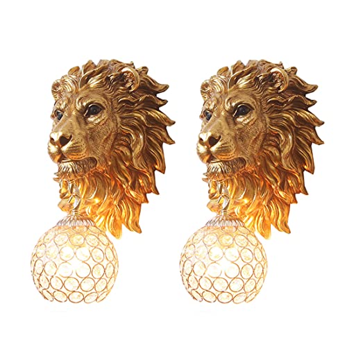 Gold Lion Head Wall Sconces Set of 2 (2 Count)