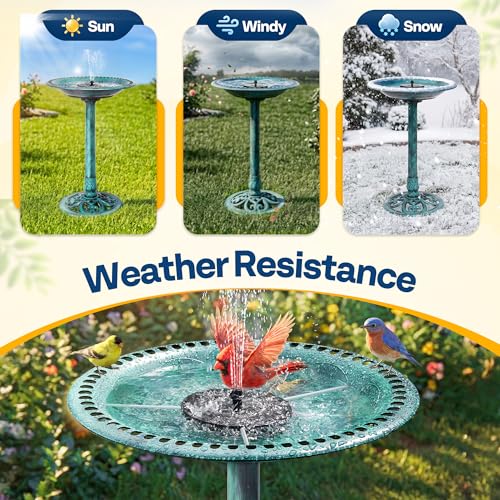 Bird Bath with Solar Fountain for Outside