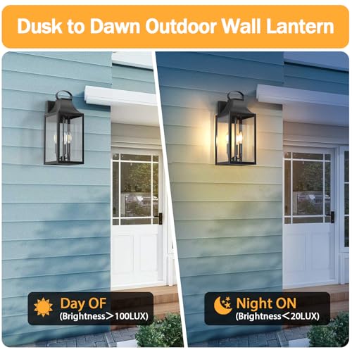 20" Extra Large Dusk to Dawn Outdoor Wall Light with 3