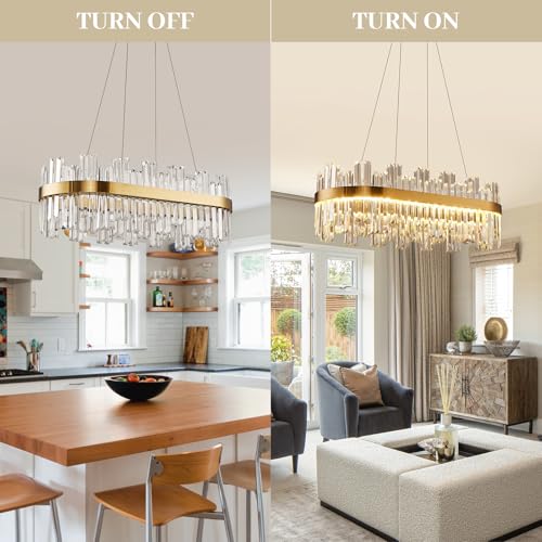 39.3" Modern Rectangle Crystal Chandeliers for dining room light fixture
