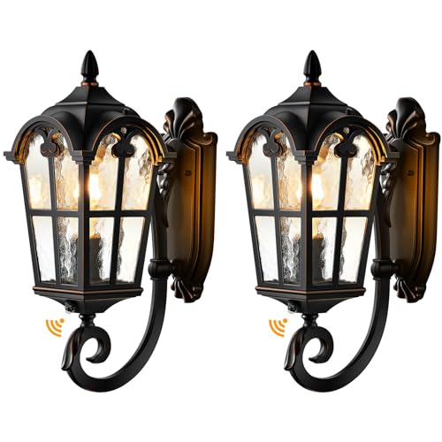 16.9" H Black Dusk to Dawn Outdoor Wall Lights Wall Mount (2 Count)