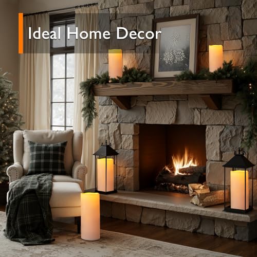 12" x 5" Large Waterproof Outdoor Flameless Candles with Remote Control and Timer (2 Count)