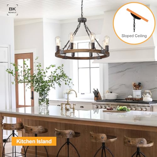 Farmhouse Wagon Wheel Chandelier 24" 8