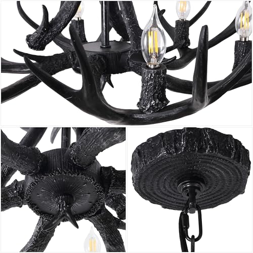 Eldora 6 Light Resin Antler Chandelier 33"