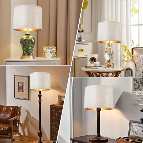 Black Lamp Shades Drum Set Of 2 Medium Gold 12 (2 Count)