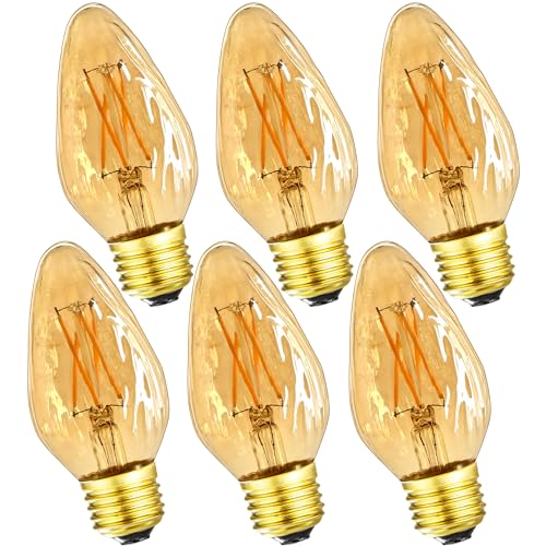 E26 Vintage Edison Bulbs 6W Dimmable LED Bulbs 2700K Amber Warm White 600lm 6 Pack 120V AC E26 Medium Base Light Bulbs for Pendant Light Fixture