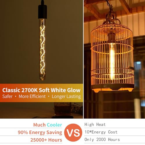 E26 T10 12 Inch Long Tubular LED Edison Bulbs (2 Count)