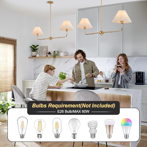2 Light Gold Linear Chandelier with White Fabric Shade (2 Count)