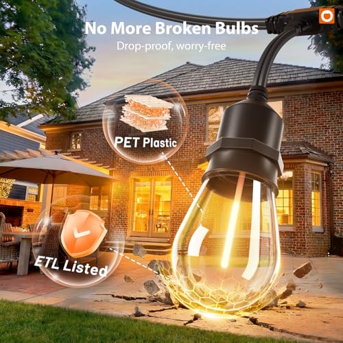 200FT Outdoor String Lights with Remote Dimmable Waterproof Patio (200 Foot)