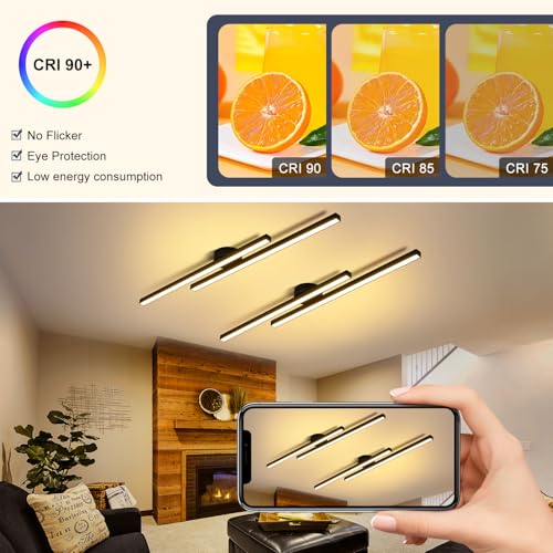 Black Modern LED Ceiling Light Fixtures with Remote