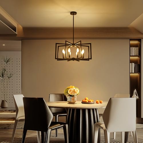 8 Light Modern Farmhouse Black Geometric Chandelier