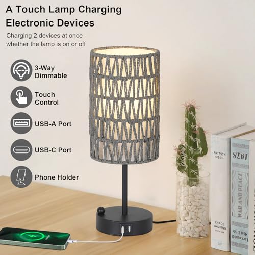 Touch Bedside Lamp For Bedroom with Bulb