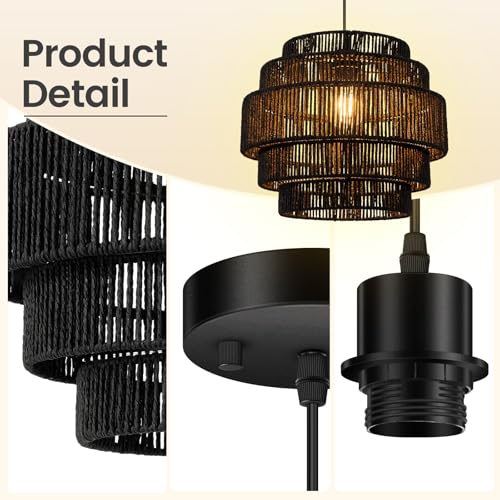 Boho Rattan Chandelier Light