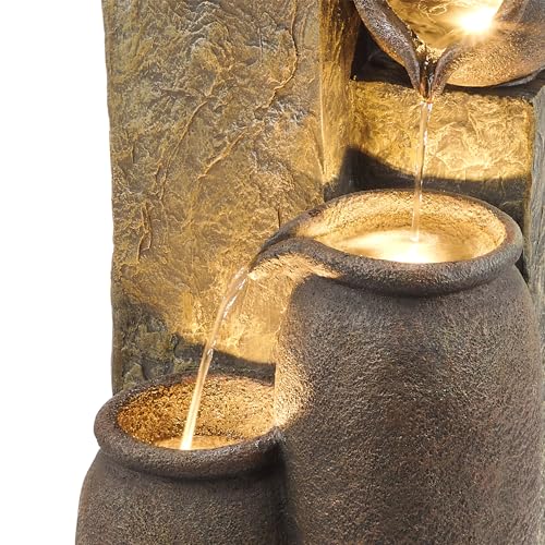GIL140 43" Tall Indoor Outdoor Pottery Fountain with Replaceable LED Lights