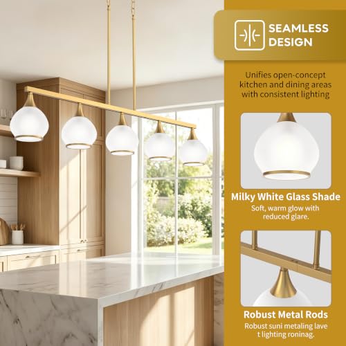 Brushed Gold Kitchen Island Linear Pendant Light