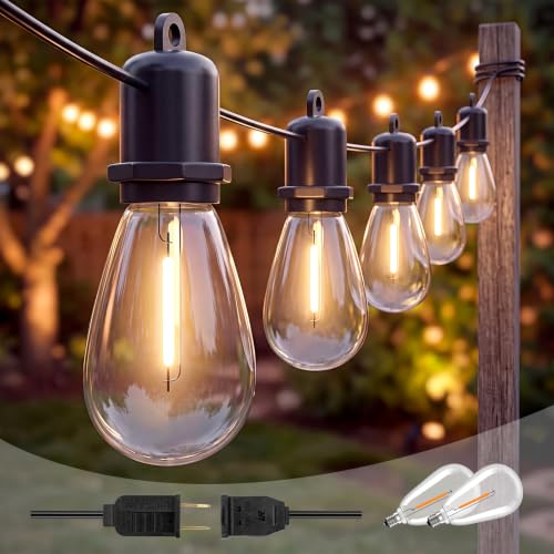 100FT Outdoor String Lights for Patio with 50+2 Shatterproof LED Bulbs