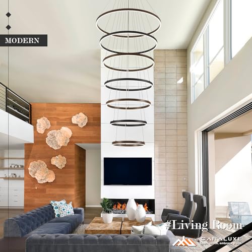 7 Ring LED Chandelier Black Gold Chandeliers Large Dimmable