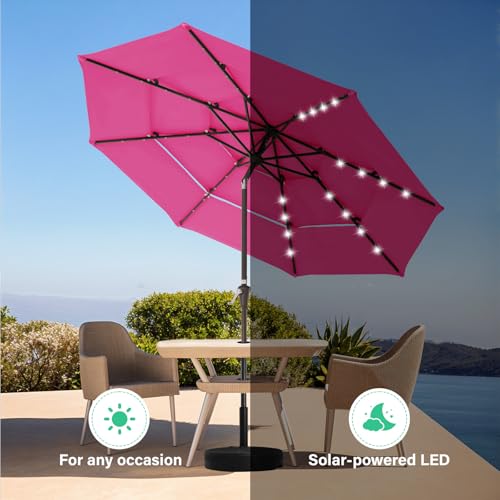 9 ft 3 Tier Outdoor LED Lighted Patio Umbrella w