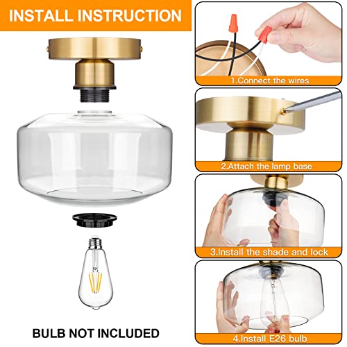 Industrial Semi Flush Mount Ceiling Light Gold