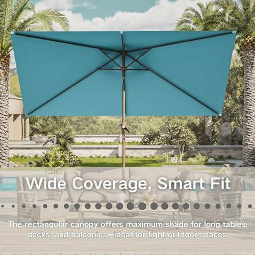 6.5' x 10' Rectangular Patio Umbrella Large Outdoor Market Umbrella w