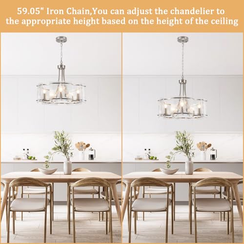 Modern Textured Glass Chandelier for Dining Room