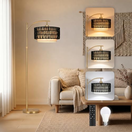 Arc Floor Lamp for Living Room with Remote (Gold RC)