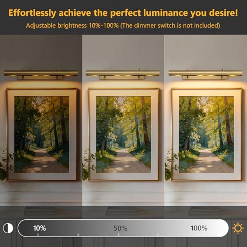 24 inch Hardwired Picture Light Brass Long Picture Light for Wall