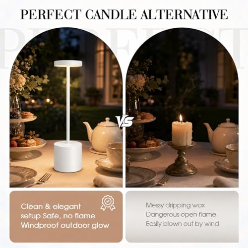 White Cordless Table Lamp Set of 2 (2 Count)