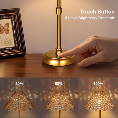 Cordless Boho Rattan Table lamp