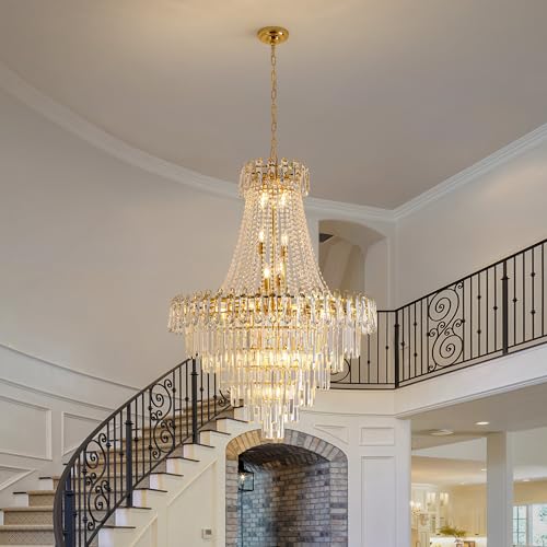 34 Inch Large Tiered Empire Crystal Chandelier