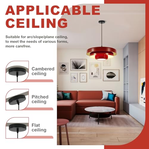 Red Adjustable Pendant Light Fixture Mid Century Hanging Light