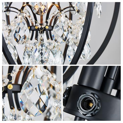 Globe Crystal Chandelier Raindrop Pendant Flushmount Ceiling Light Modern Lighting Fixture for Bedroom Hallway Bar Kitchen Bathroom