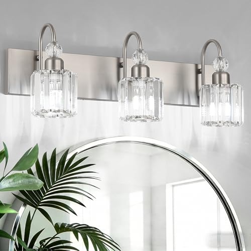 Brushed Nickel Vanity Light for Bathroom Crystal 3