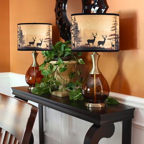 HD Printing Deer Drum Lamp Shade 13"x13"x10" Assembly Required Lampshade for Table Lamp