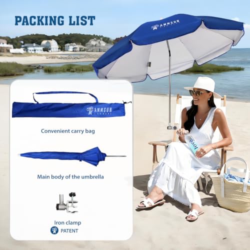 Chair Umbrella with Universal Clamp Adjustable 47 inches and 360° Swivel & UPF 50+ Protection Portable Sun Umbrella